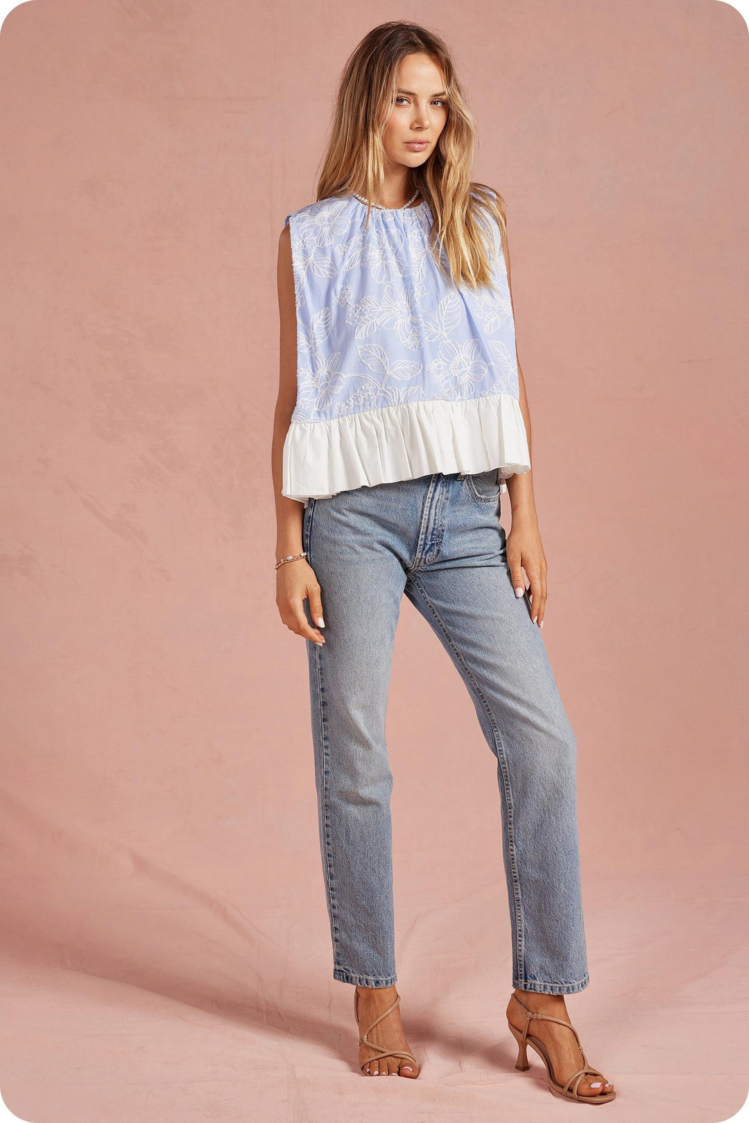 Strut & Bolt Top Eliana Floral Embroidery Top