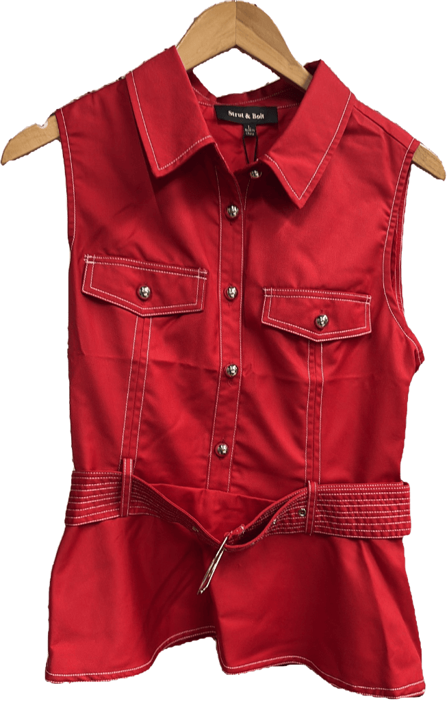 Strut &amp; Bolt Top Red / White / S Charlie Pocket Sleeveless Top