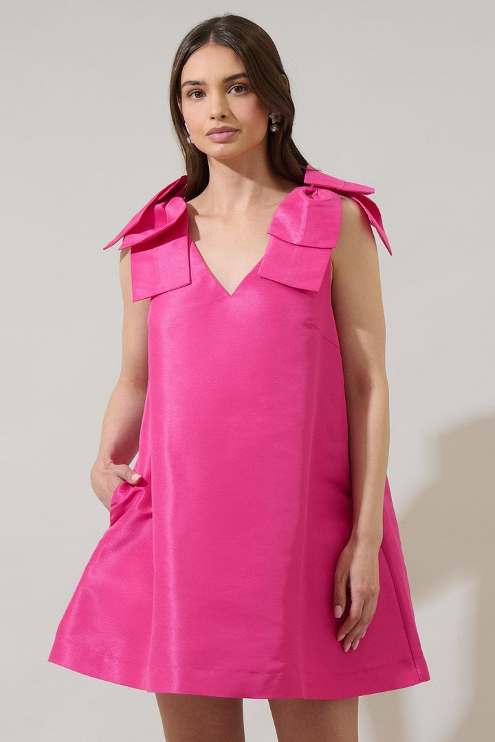 SugarLips Dress Fuchsia / XS Alani Bow Trapeze Mini Dress