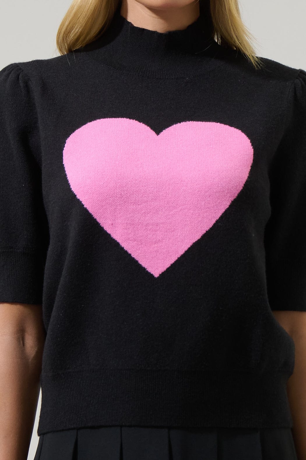 SugarLips Sweater Russel Heart Puff Sleeve Sweater