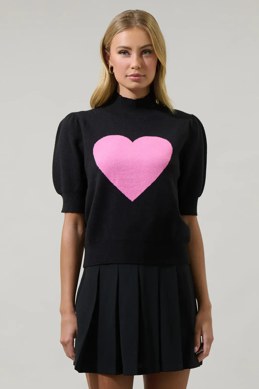 SugarLips Sweater Russel Heart Puff Sleeve Sweater