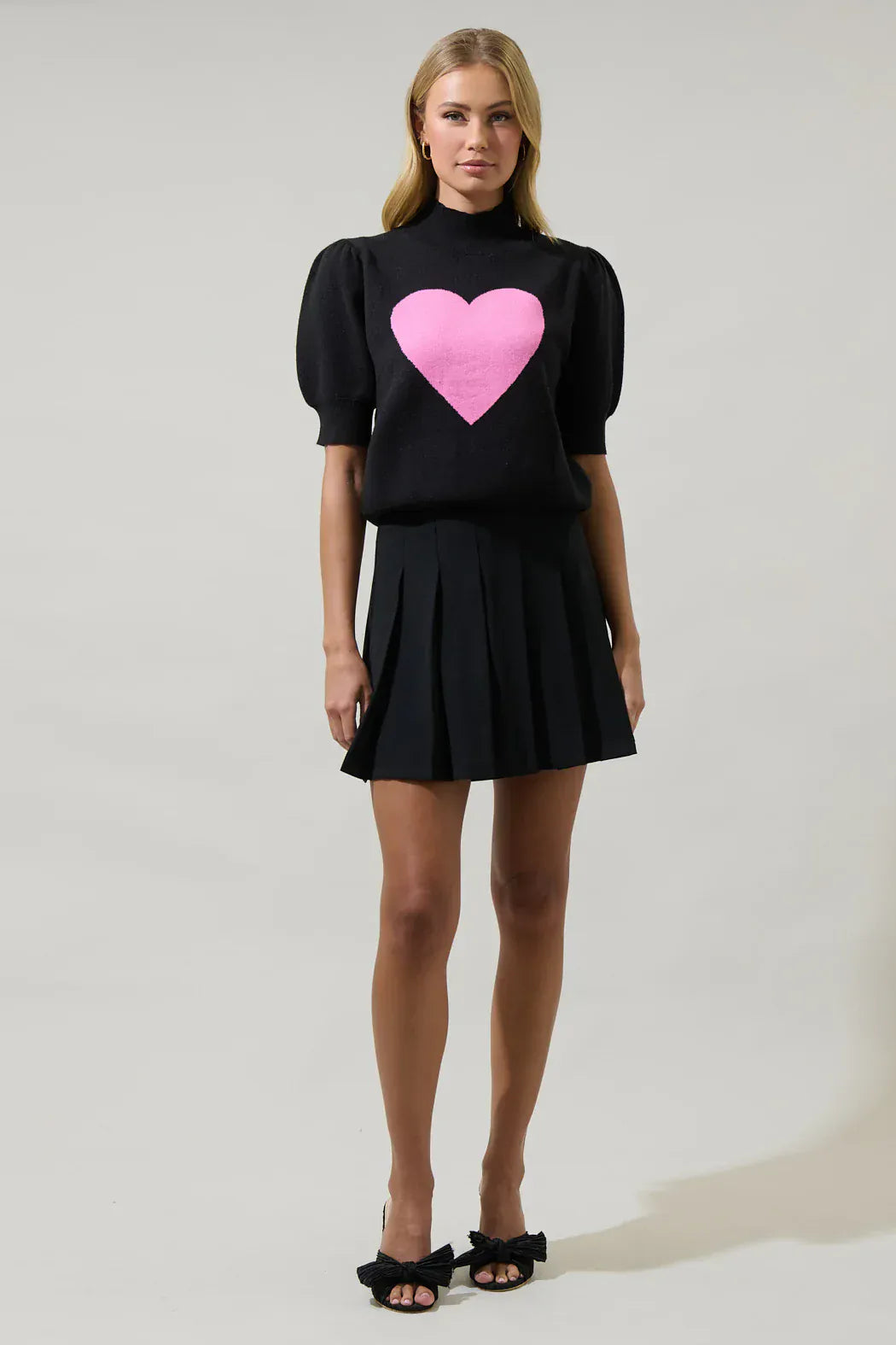 SugarLips Sweater Russel Heart Puff Sleeve Sweater