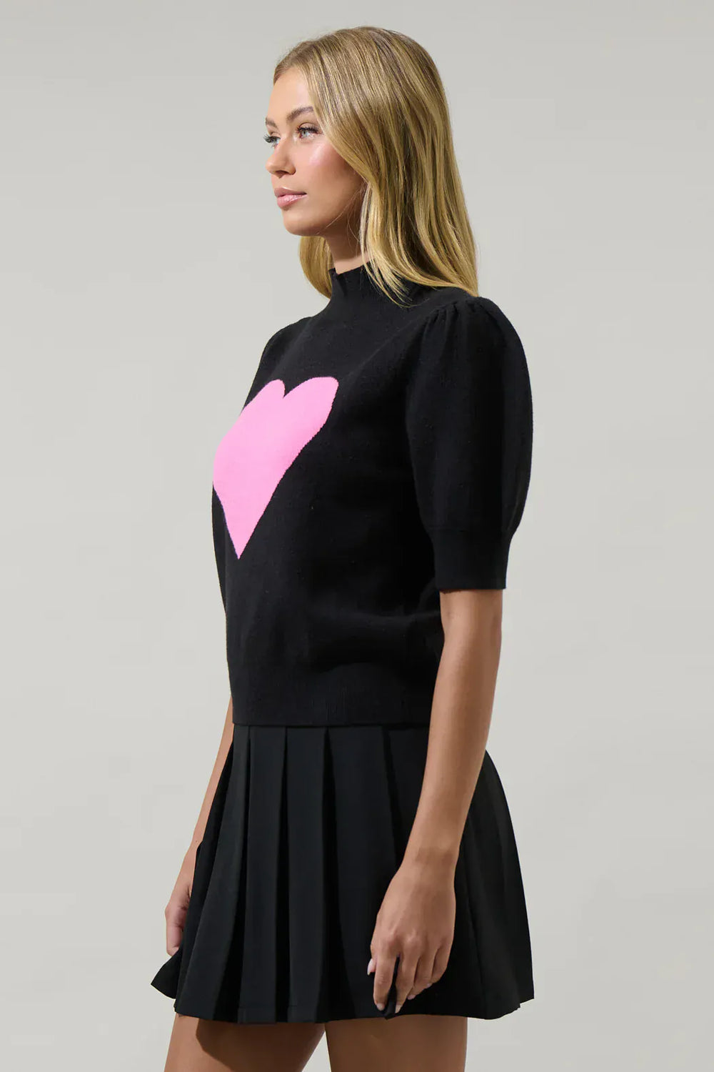 SugarLips Sweater Russel Heart Puff Sleeve Sweater