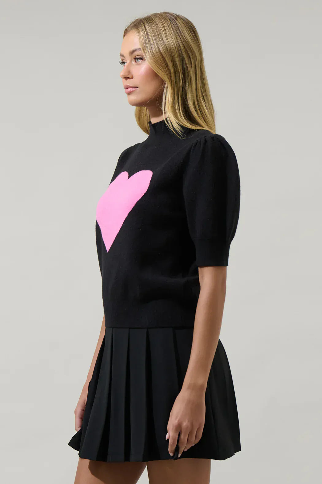 SugarLips Sweater Russel Heart Puff Sleeve Sweater