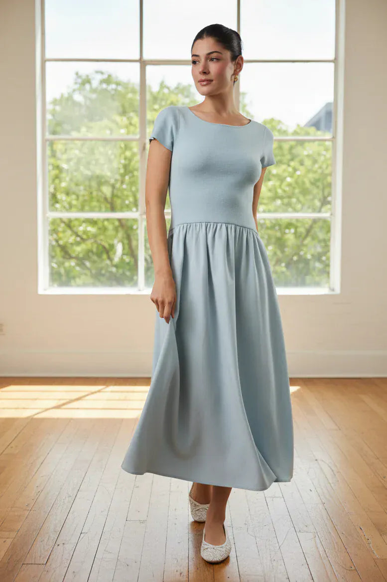 Sunday Edition Dress Baby Blue / S Kimber Knit Mix Dress