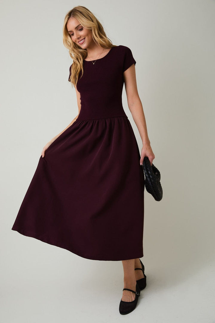 Sunday Edition Dress Maroon / S Kimber Knit Mix Dress