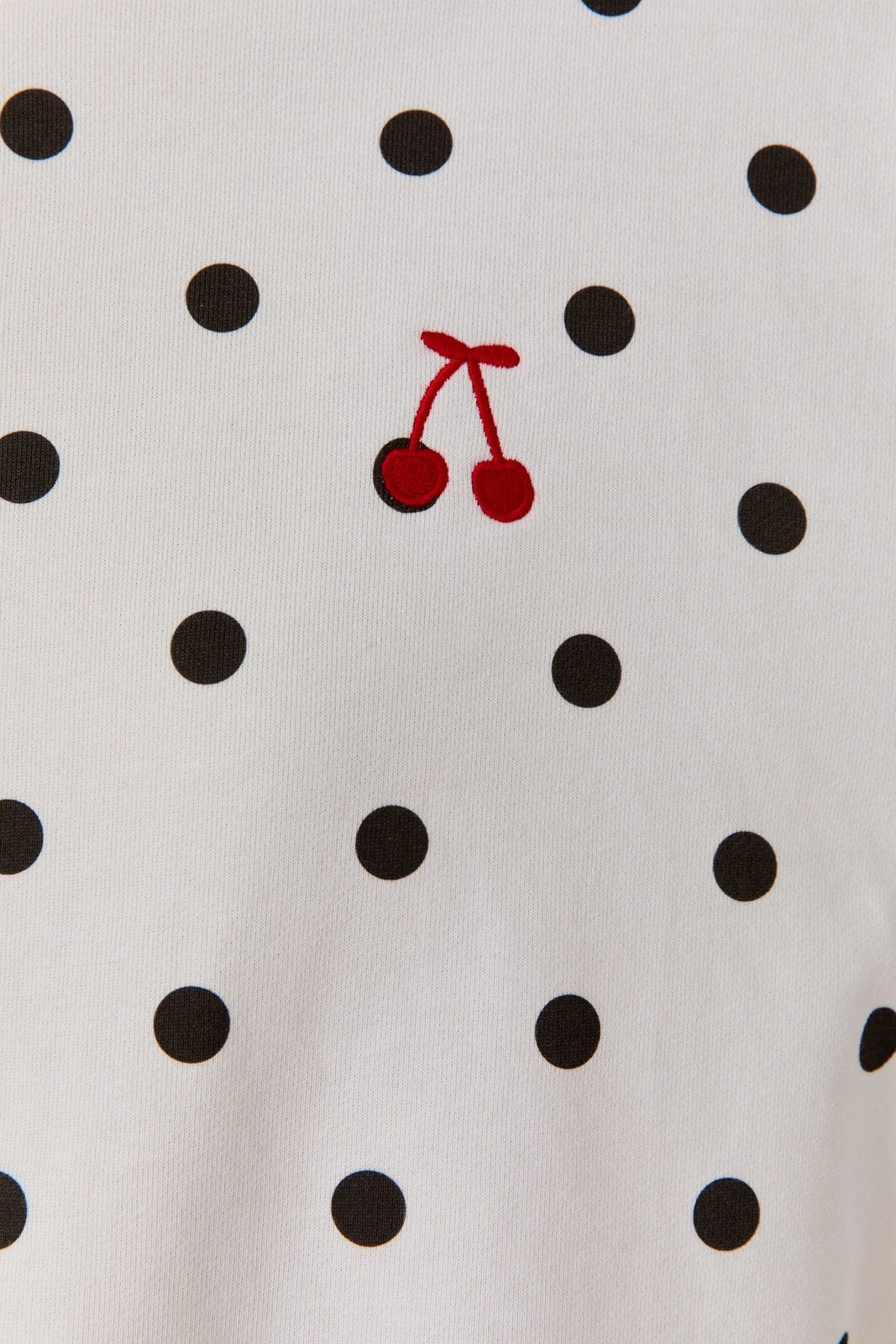 Sunday Edition Claire Polka Dot Sweatshirt, cozy loungewear with black and white polka dot pattern, soft fabric, relaxed fit.
