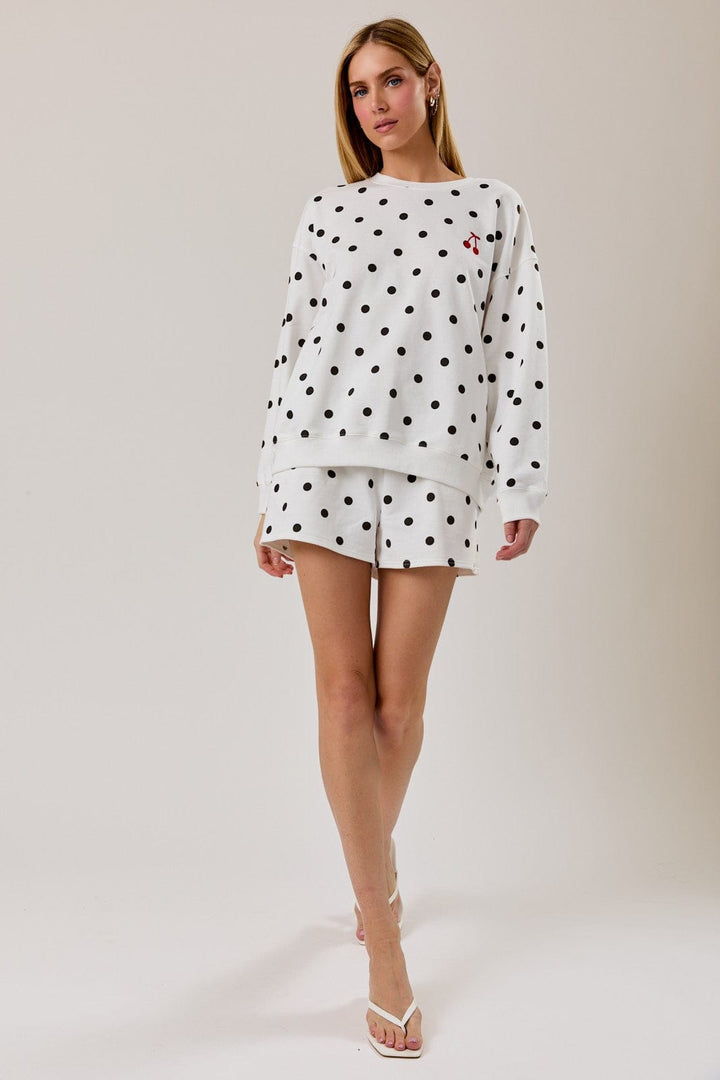 Sunday Edition Loungewear Sophie High Rise Polka Dot Sweatshorts
