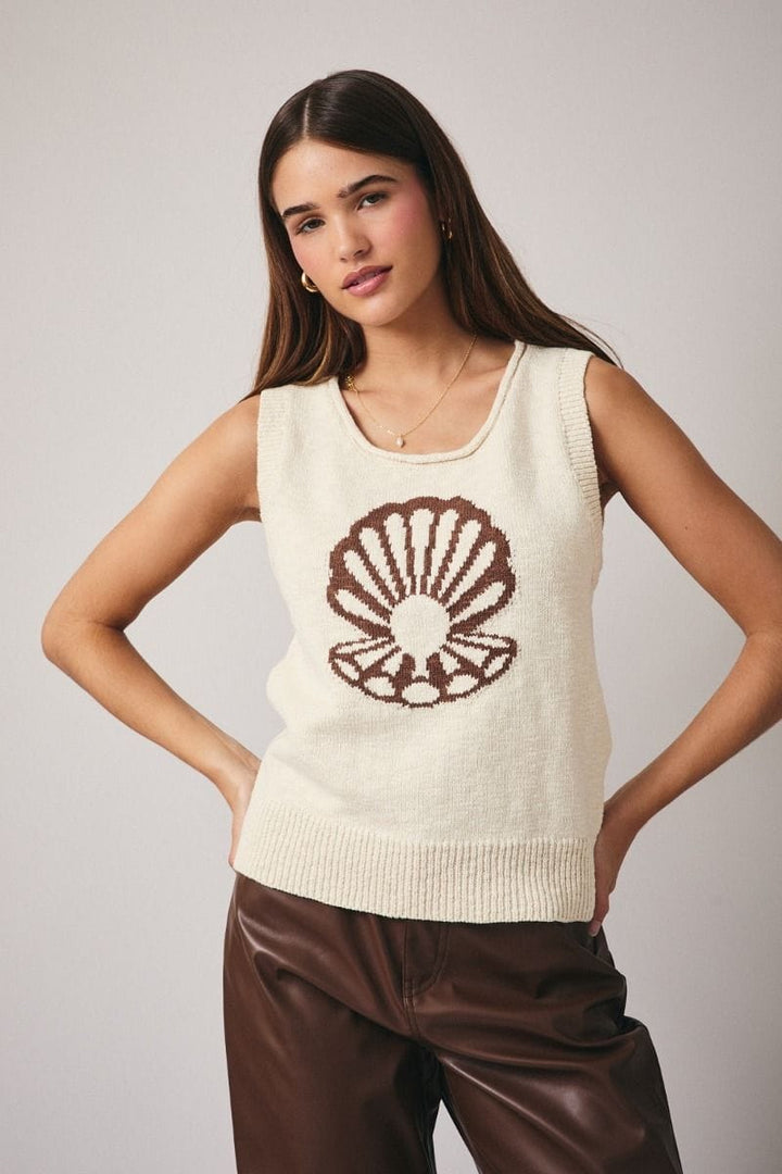 Sunday Edition Sweater Cream / S Laura Shell Print Sweater