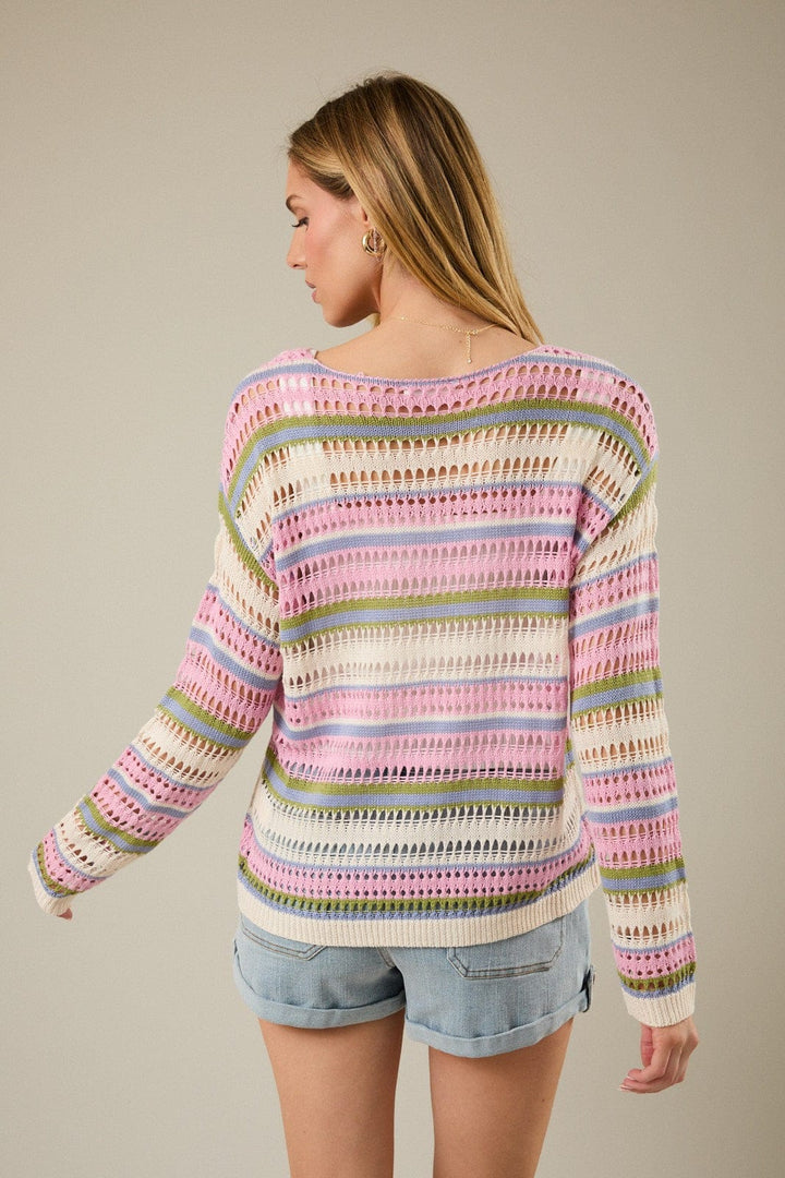 Sunday Edition Sweater Daisy Open Knit Stripe Sweater