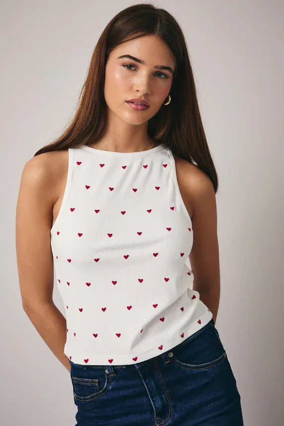 Sunday Edition Tank White / S Anna Heart Tank