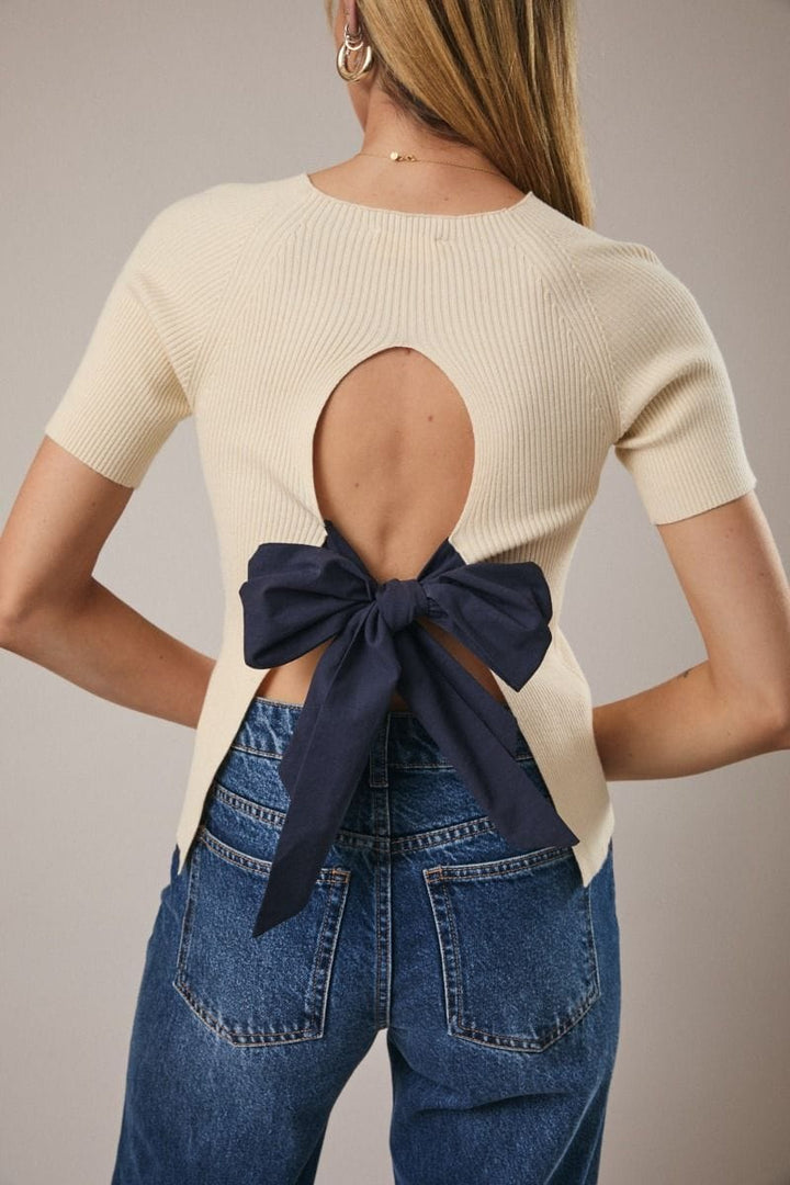 Sunday Edition Top Malani Back Tie Knit Top