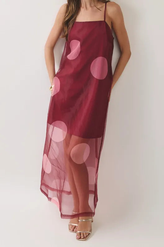 TCEC Maxi Dress Vera Polka Dot Sheer Maxi Dress