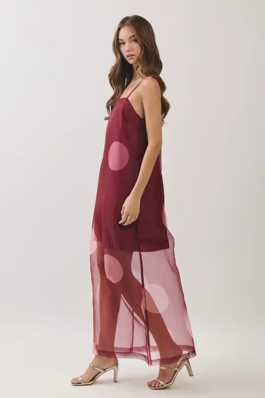 TCEC Maxi Dress Vera Polka Dot Sheer Maxi Dress