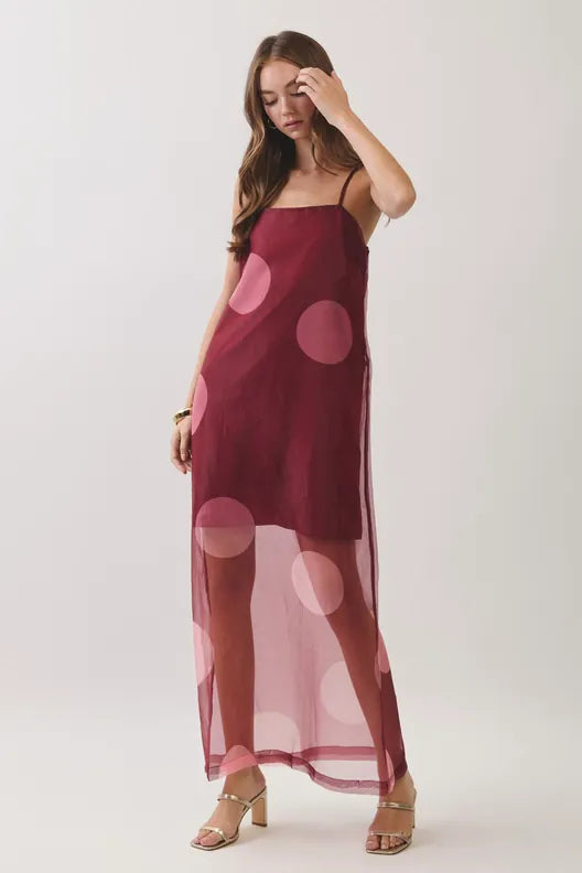 TCEC Maxi Dress Vera Polka Dot Sheer Maxi Dress