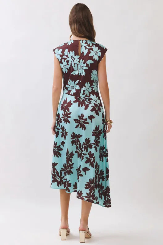 TCEC Midi Dress Lilly Floral Color Block Midi Dress