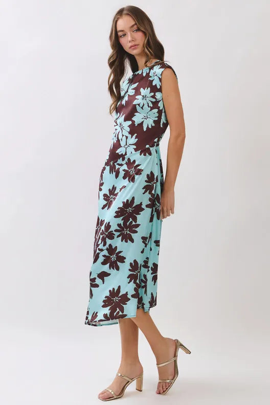 TCEC Midi Dress Lilly Floral Color Block Midi Dress