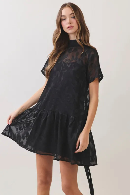 TCEC Mini Dress Black / S Lyra Floral Jacquard Mini Dress