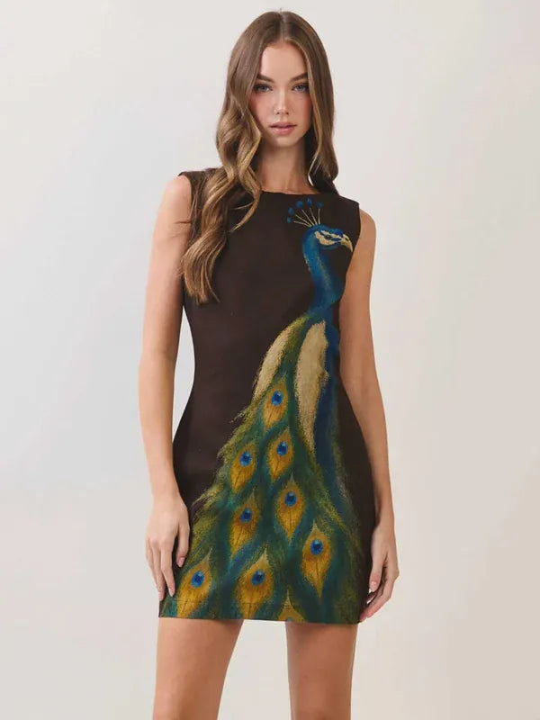 TCEC Mini Dress Chocolate / S Myla Peacock Mini Dress
