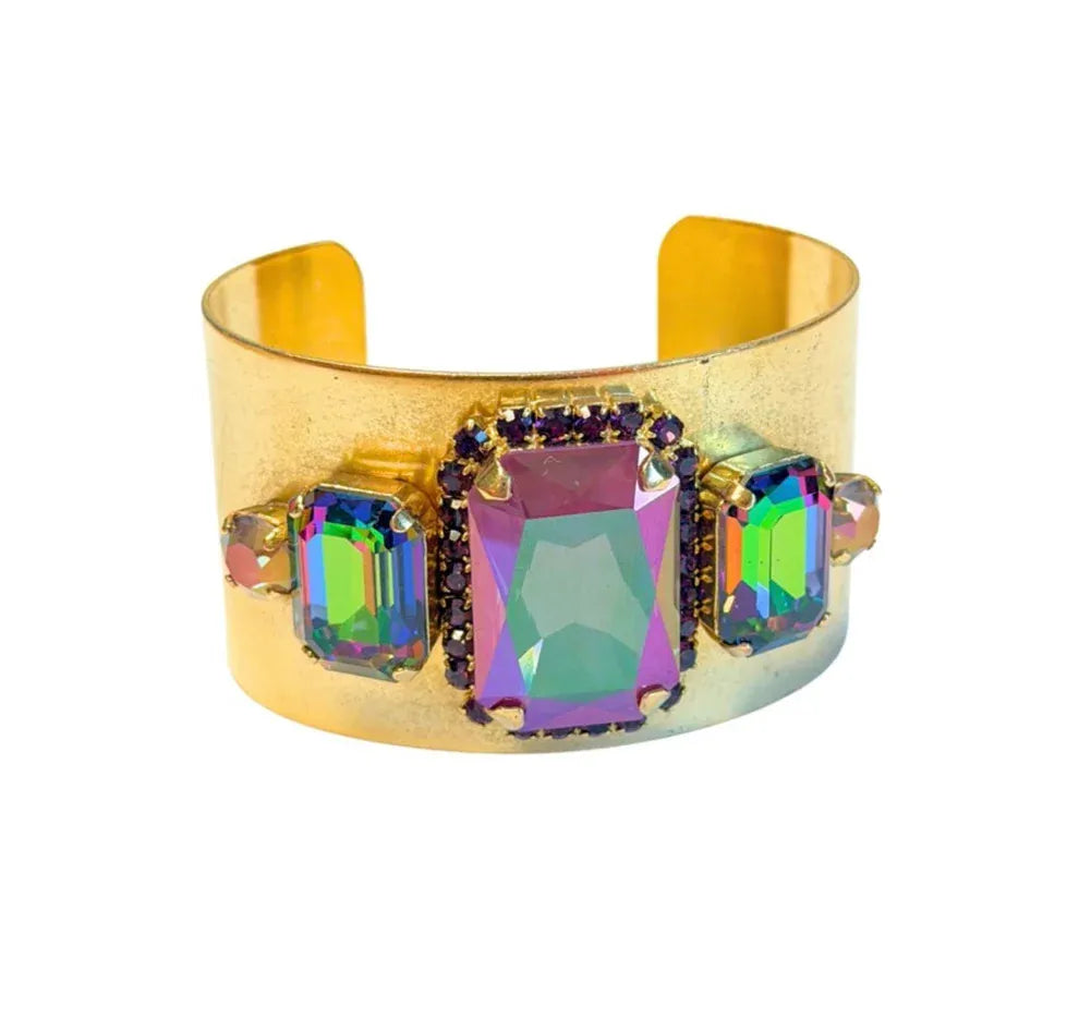 Teal Poppy Bangle Antique Gold Glenn Bracelet
