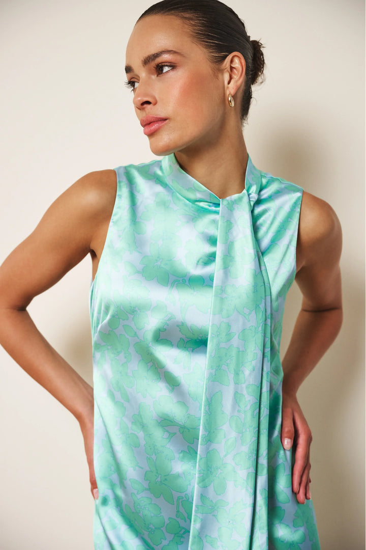 Teal Poppy Dress Stella Knot Detail Dress