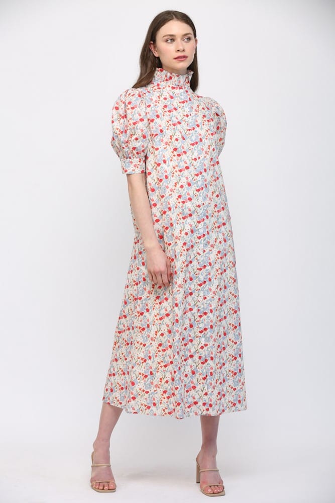 Teal Poppy Maxi Dress Della Floral Print Maxi Dress