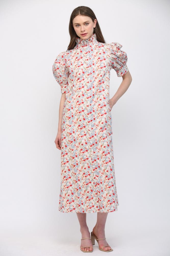 Teal Poppy Maxi Dress Della Floral Print Maxi Dress