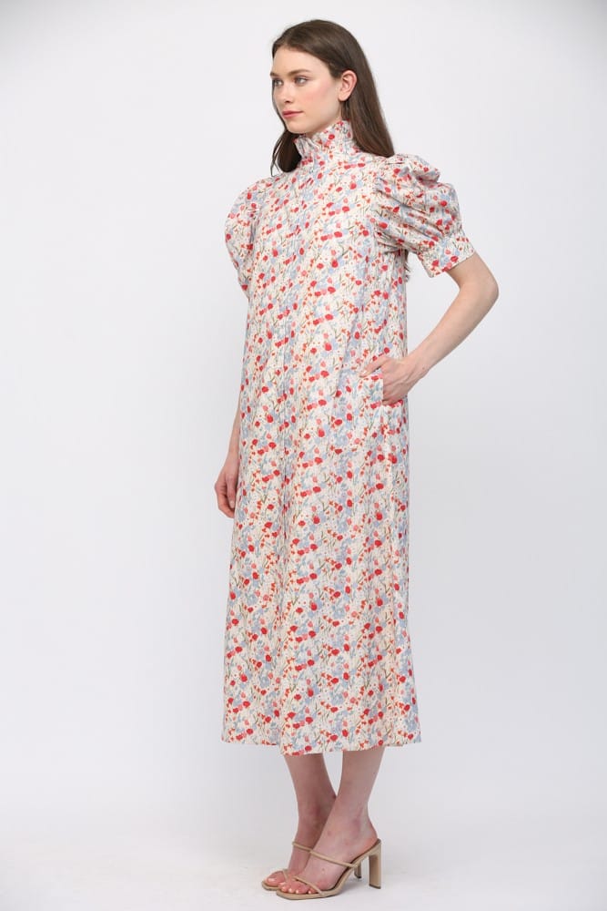 Teal Poppy Maxi Dress Della Floral Print Maxi Dress