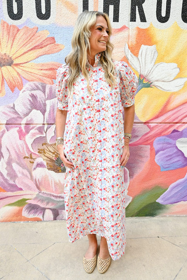 Teal Poppy Maxi Dress Della Floral Print Maxi Dress