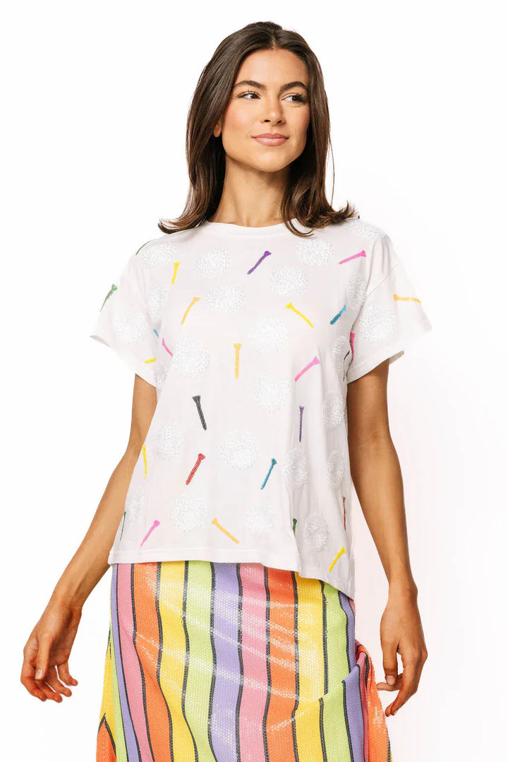 Teal Poppy Tee White / XS Golf Ball & Multi Golf Tee