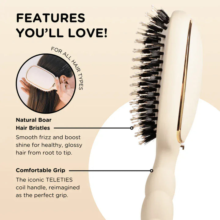 Teleties Beauty Care Boar Bristle Hair Brush