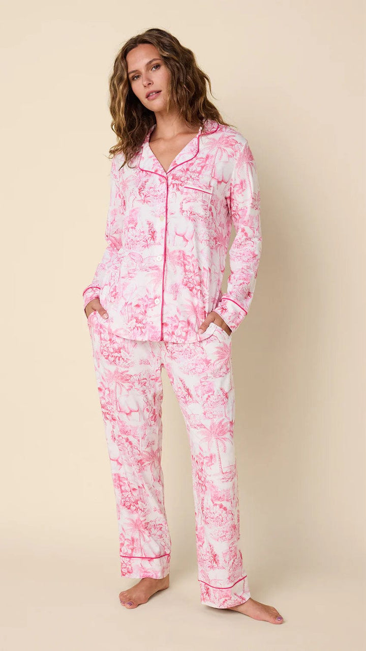 The Cat's Pajamas PJ Set Palm Grove / S Toile Pima Knit Long-Sleeved PJ Set