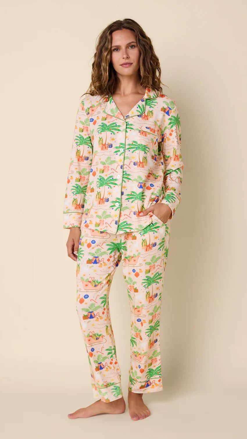 The Cat's Pajamas PJ Set Pima Knit Long-Sleeved PJ Set