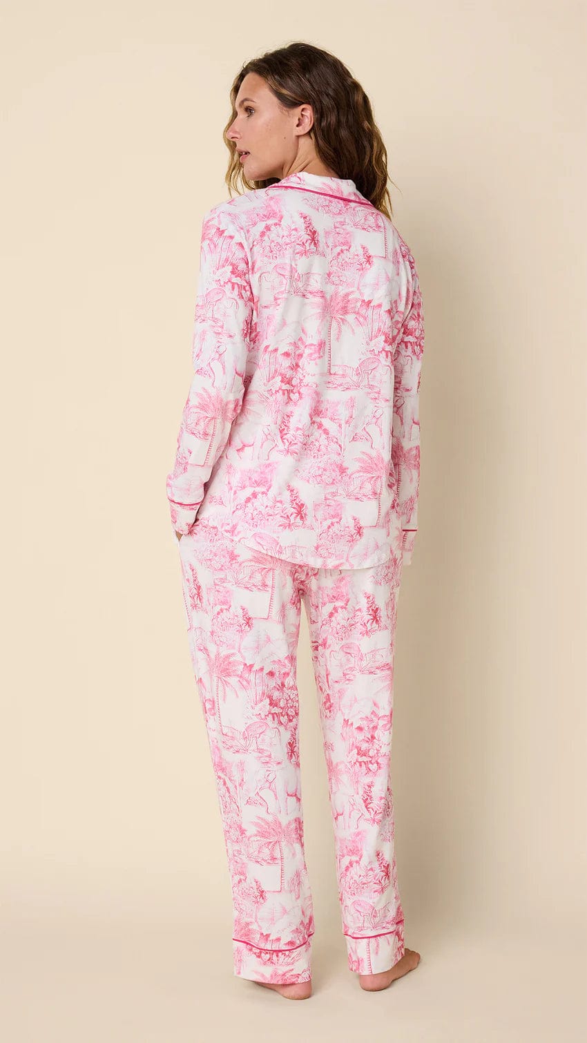 The Cat's Pajamas PJ Set Toile Pima Knit Long-Sleeved PJ Set