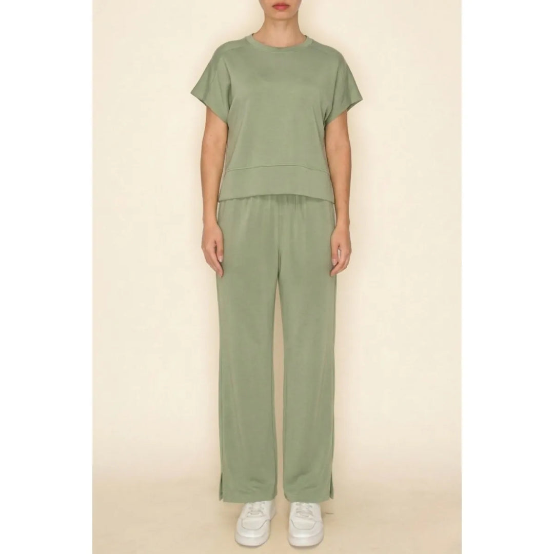 The Greii Loungewear Sage Green / S Leyla Straigh-Leg Pants