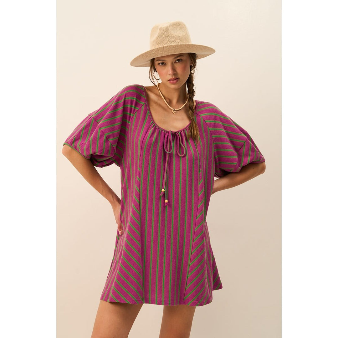 The Greii Mini Dress Purple / S Siena Western Striped Tunic Dress