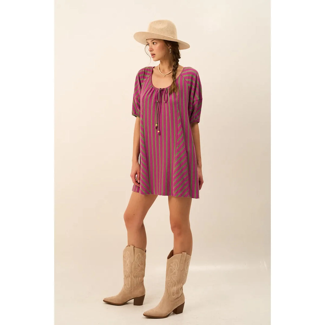 The Greii Mini Dress Siena Western Striped Tunic Dress