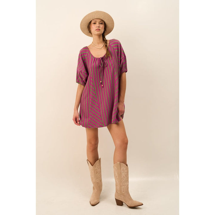The Greii Mini Dress Siena Western Striped Tunic Dress