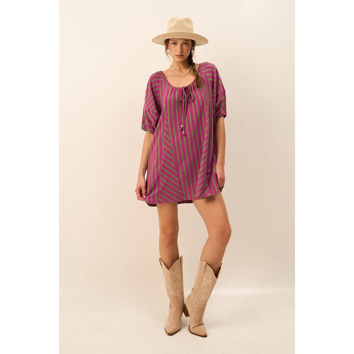 The Greii Mini Dress Siena Western Striped Tunic Dress