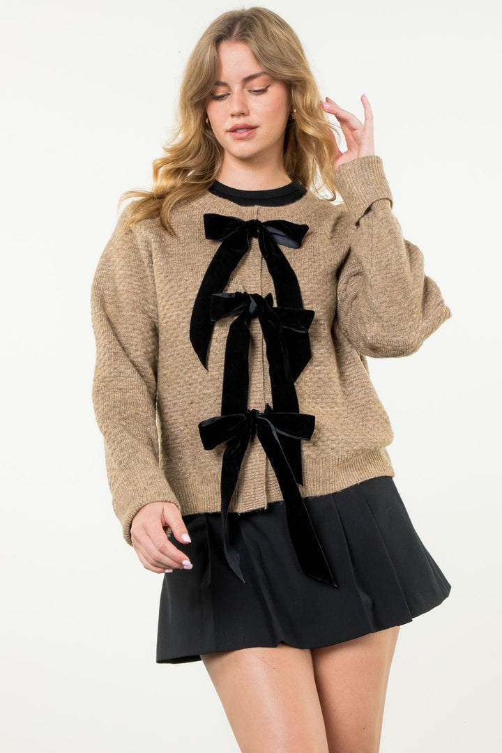 THML Cardigan Beige / XS Kinley Bow Knit Cardi