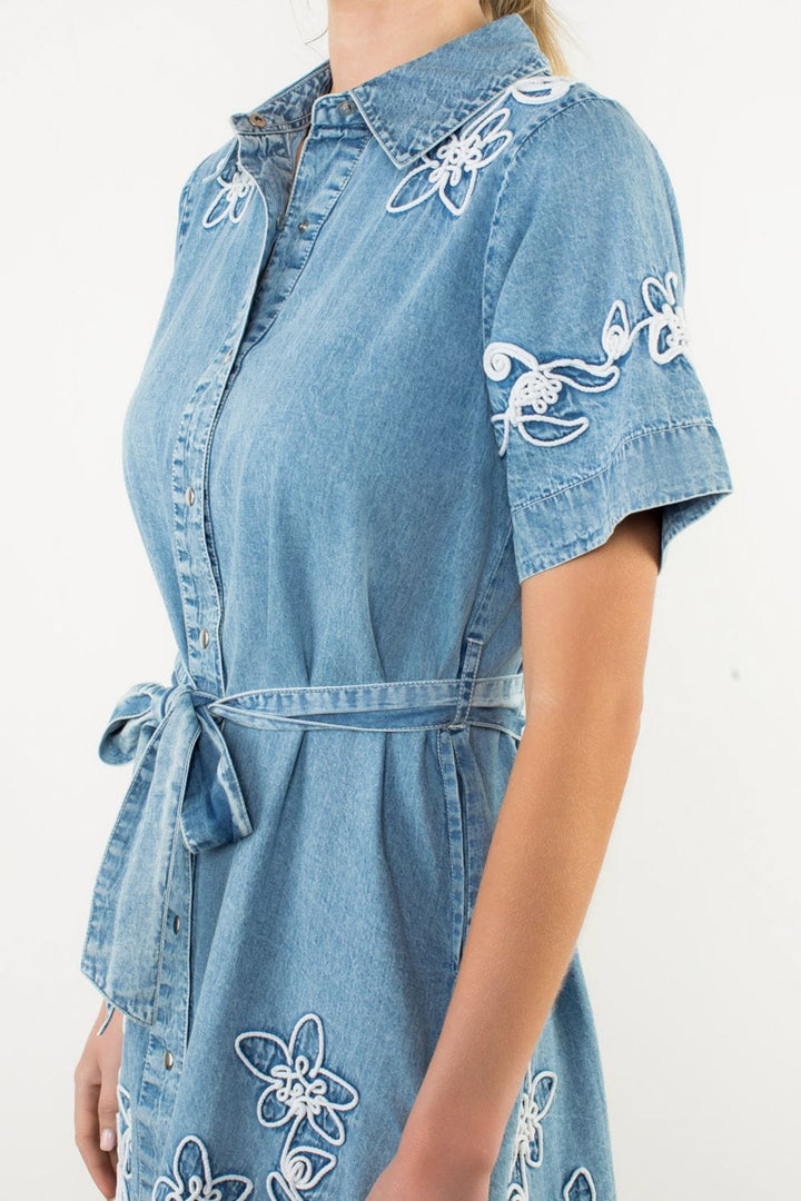 THML Dress Ariana Floral Denim Dress