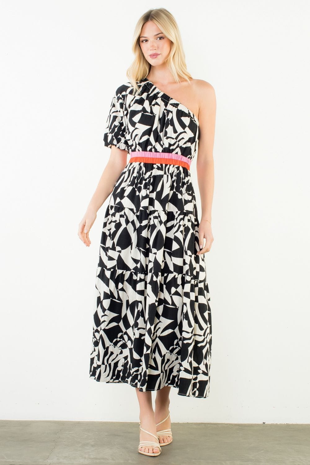 THML Dress Black / XS Mary One Shoulder Maxi Dress