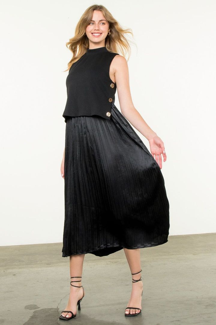 THML Dress Black / XS Thalia Pleated Skirt Dress