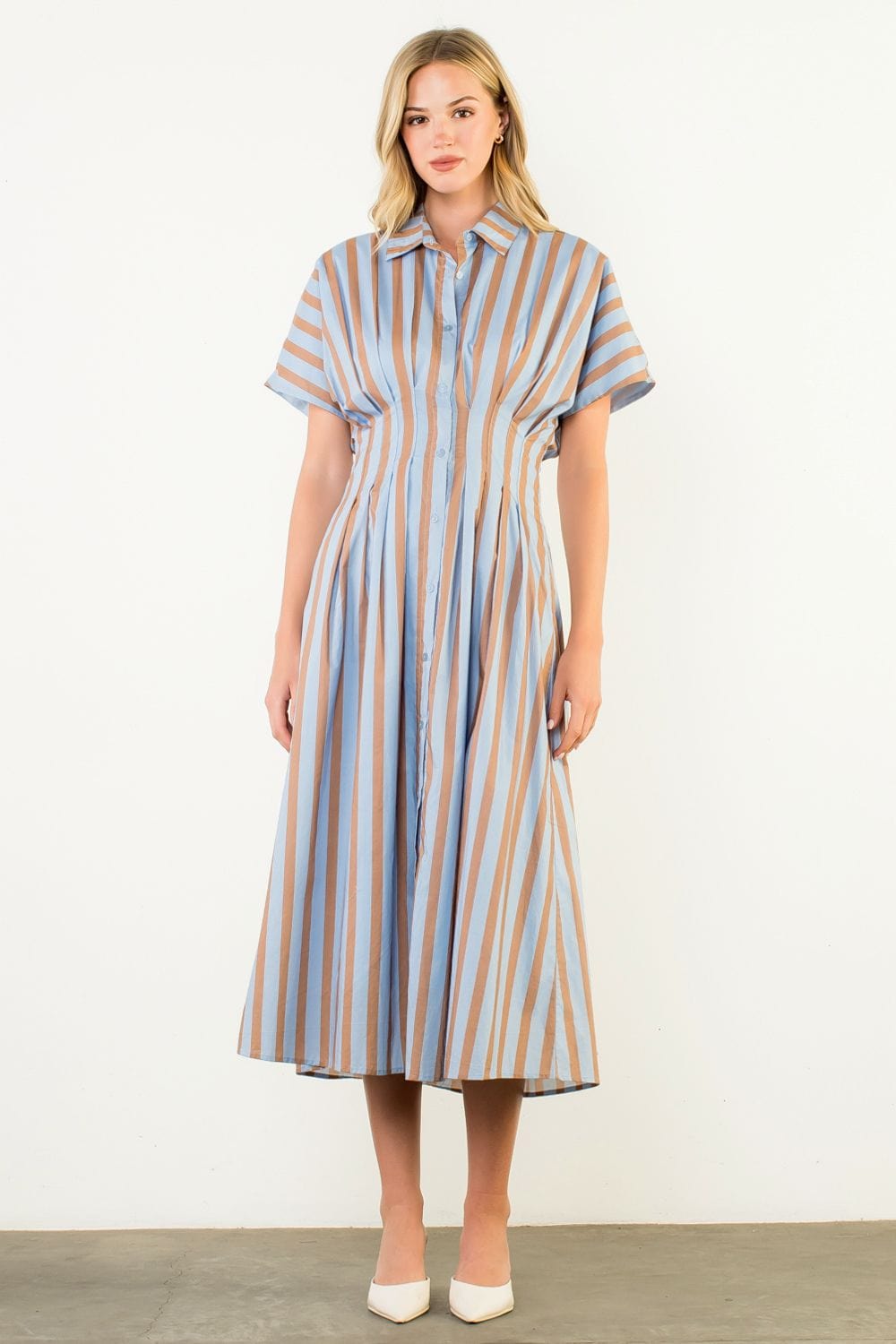 THML Dress Blue / XS Alivia Striped Dress