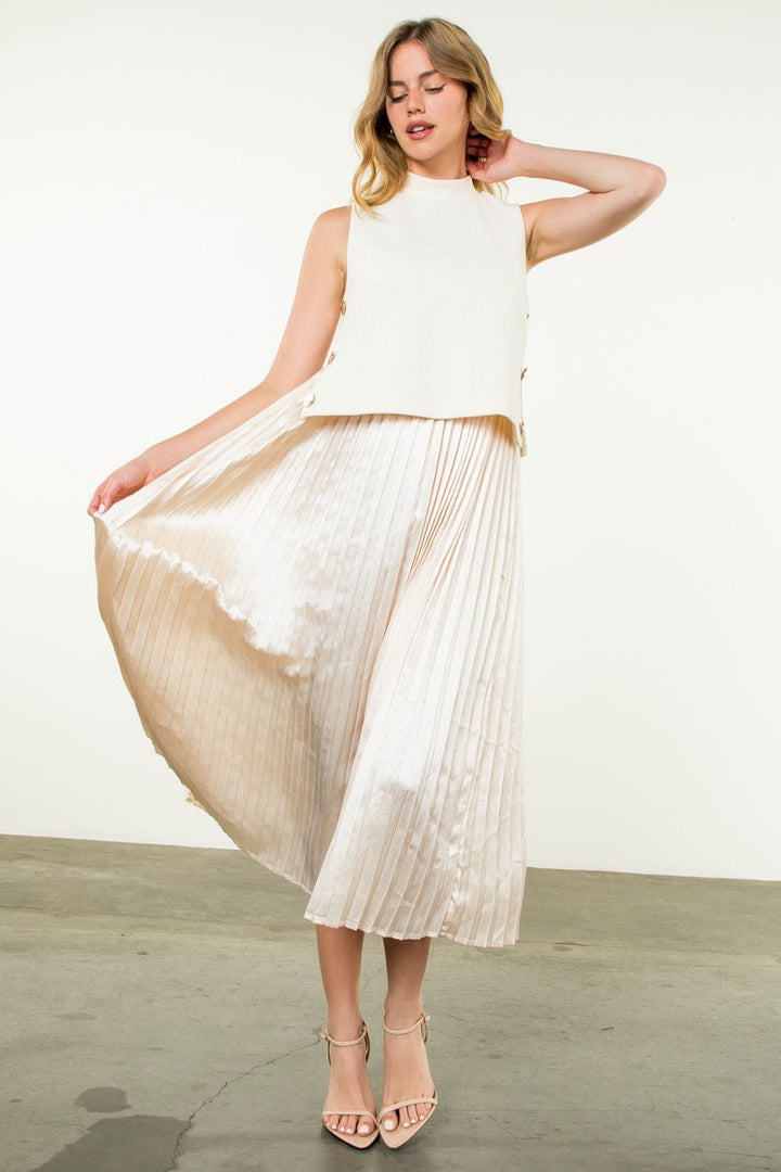 THML Dress Cream / XS Thalia Pleated Skirt Dress