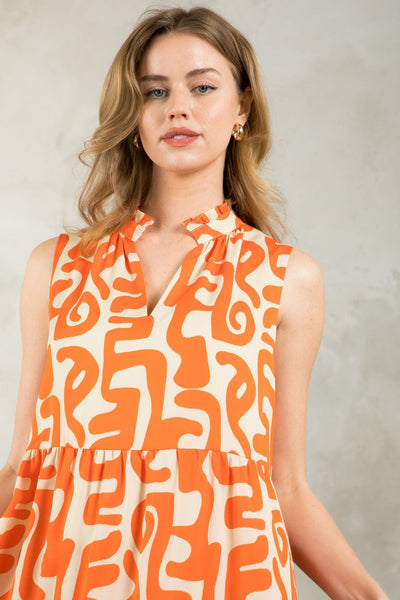 THML Dress Mariana Sleeveless Tiered Print Maxi Dress