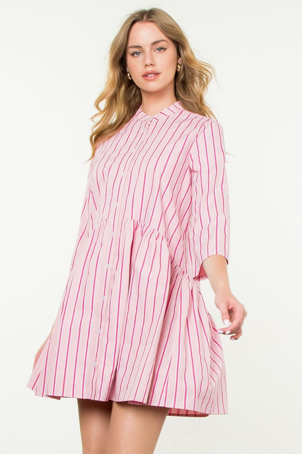 THML Dress Molly Striped Button Up Dress