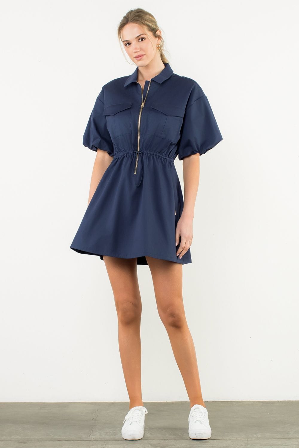 THML Dress Navy / XS Millie Half Zip Dress