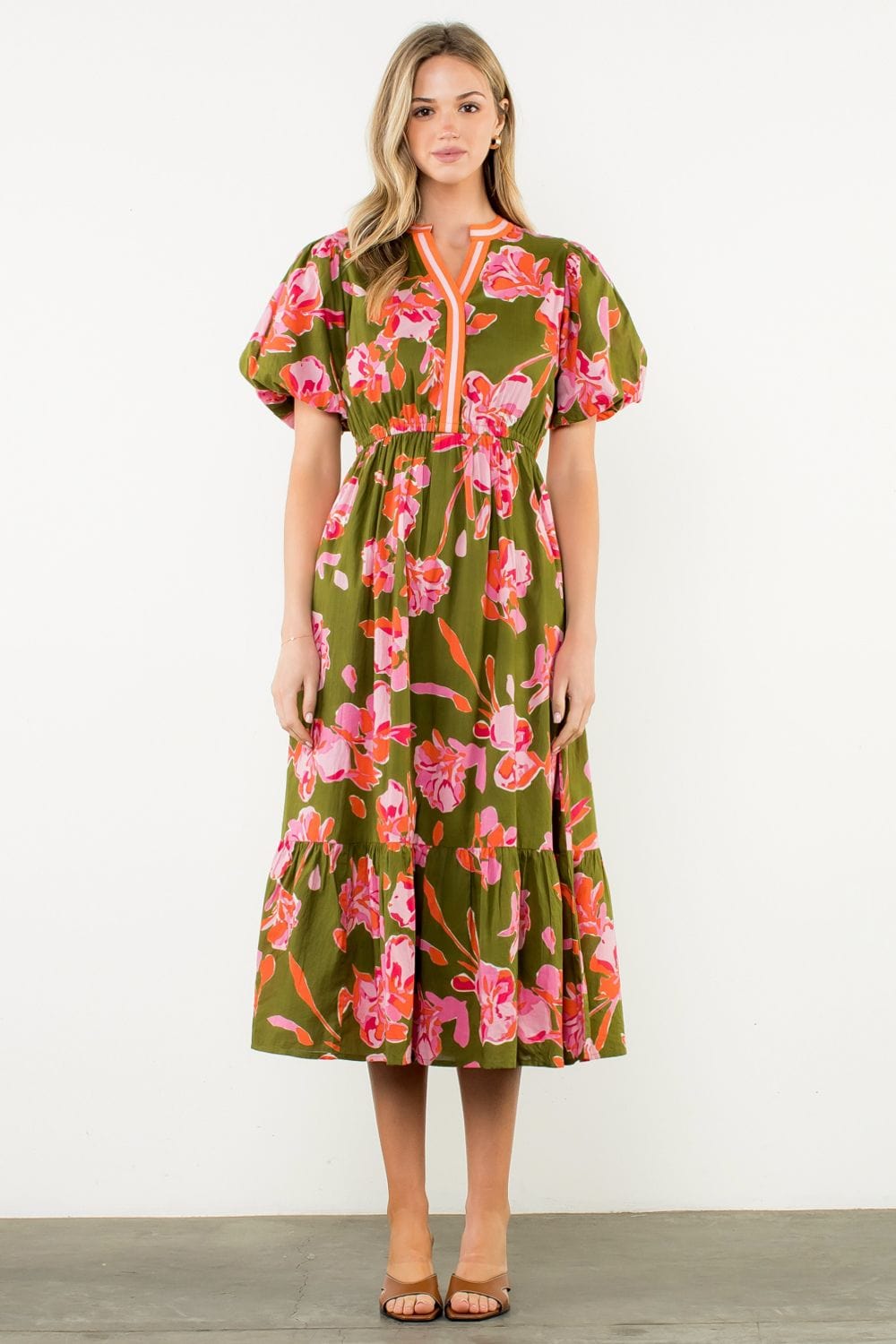 THML Dress Olive / XS Jayla Floral Dress
