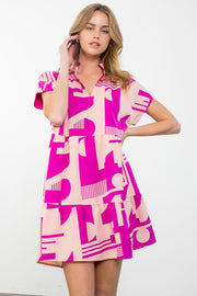 THML Dress Paloma Short Sleeve Print Midi Dress